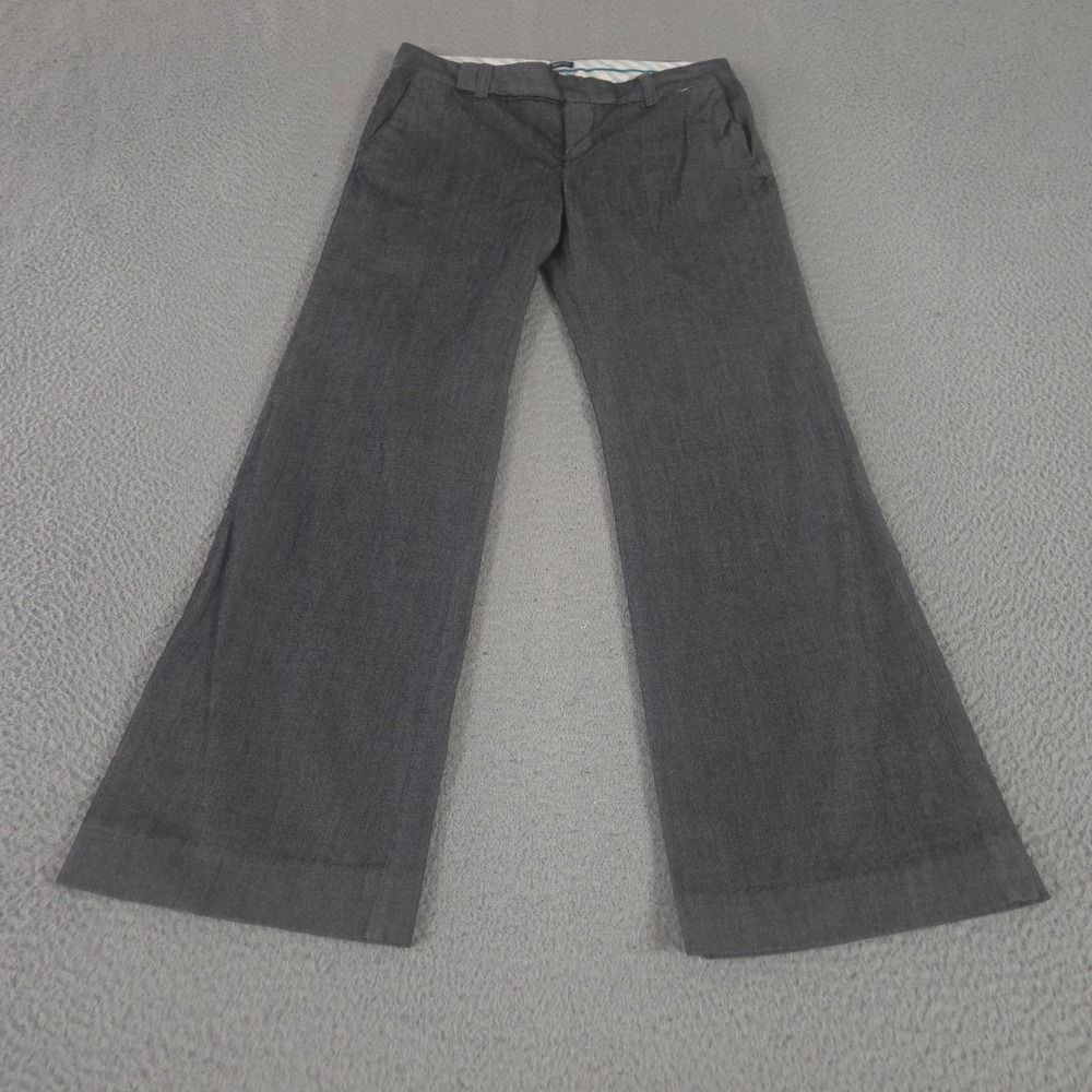 VINTAGE Gap Pants Womens 2R Gray Stretch Wide-Leg Trouser Wool Blend Career Y2K